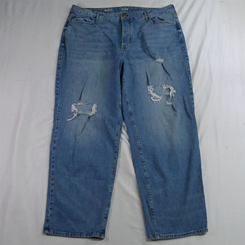 A.N.A. 20W‎ Highest Rise 90s Loose Medium Wash Stretch Denim Womens Jeans